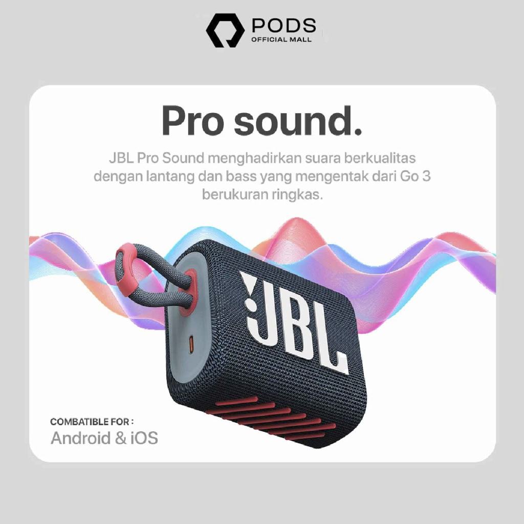 [✅NEW RELEASE] JBL GO 3 Wireless Portable Bluetooth Speaker IP67 Waterproof and Dustproof by Pods indonesia