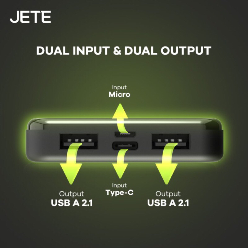 Powerbank JETE C8 10000mAh with Dual USB Output 2.1A