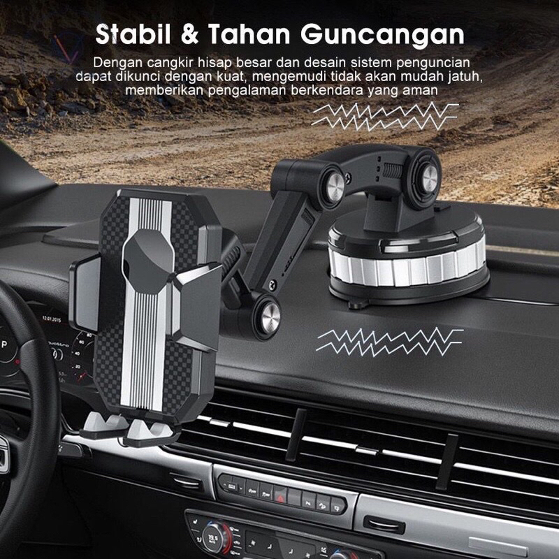 (SUN) HOLDER HD-61 CAR PHONE UNIVERSAL HD61 4 IN 1 STAND HANDPHONE MOBIL DASHBOARD DAN KACA 360 DERAJAT MULTIFUNGSI