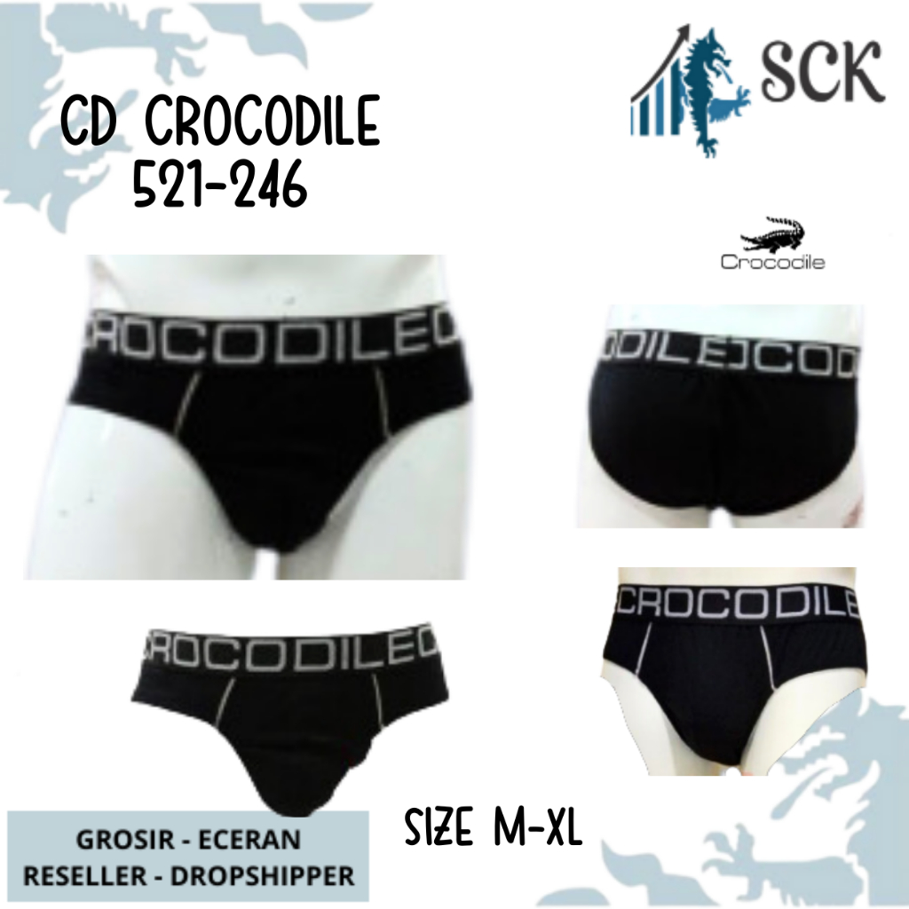 [ISI 3] CD Pria CROCODILE 521-246 Pinggang Karet Boxer / CD Cowok PAKAIAN DALAM Pria - sckmenwear GROSIR