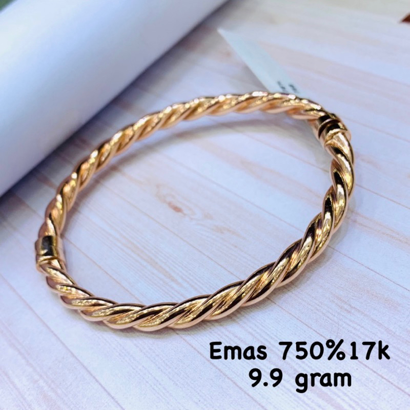 gelang oval lilit emas 750%