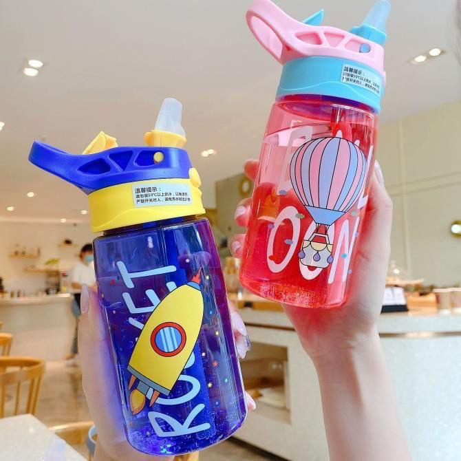 Botol Minum Aotol Air Minum Anak Lucu Motif Karakter Imut dengan Sedotan  Warna Gambar Karakter Lucu 480 ML