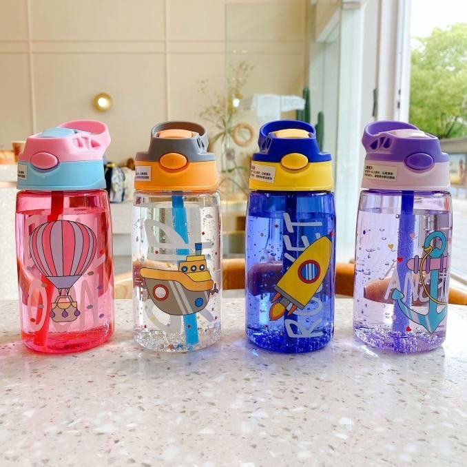 Botol Minum Aotol Air Minum Anak Lucu Motif Karakter Imut dengan Sedotan  Warna Gambar Karakter Lucu 480 ML