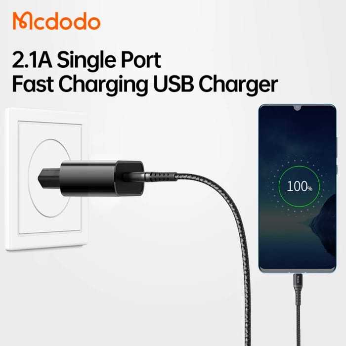 Mcdodo Kepala Charger Set Adaptor + Kabel Micro Usb 2.1A  Ch-6634 Original Garansi 6 Bulan