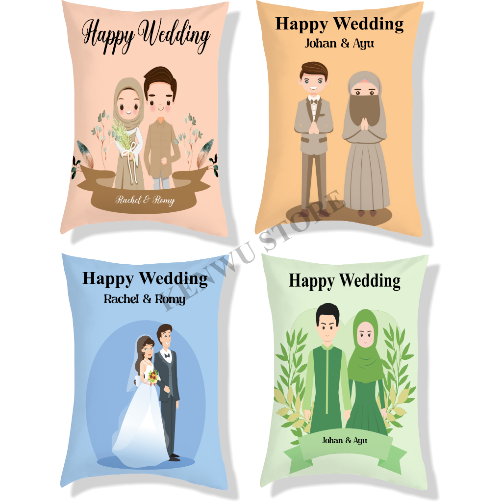Bantal Wedding 30x40 cm Part 2 #WD 011-020 / Kado Wedding pernikahan / Souvenir NIkah