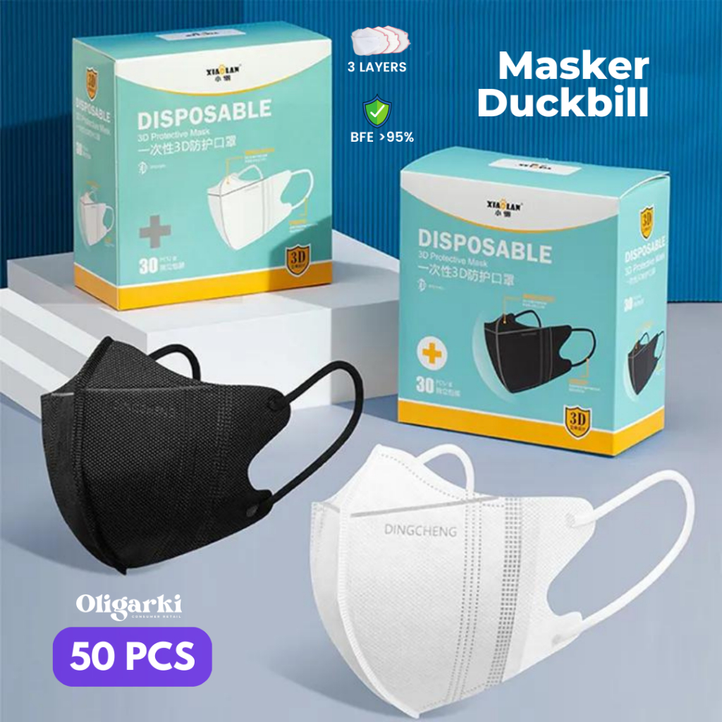Duckbil Garis Masker Medis 3 Ply 1 Box isi 50 Pcs