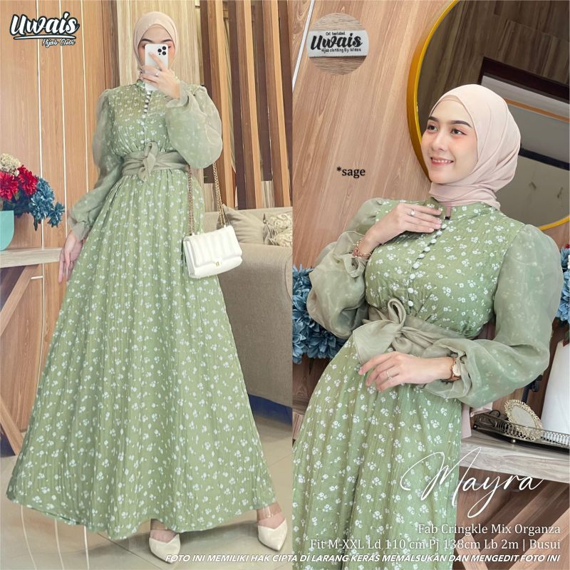 Qisty + mayra gamis cringkle terbaru by uwais ORI berlabel
