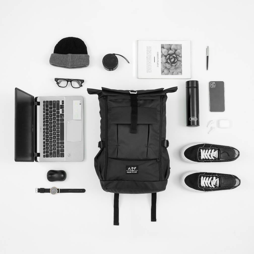 Tas Ransel Punggung Pria Outdoor Backpack Laptop Waterproof Sekolah Kerja Hangout Travelling Original Arf Black Cmrn