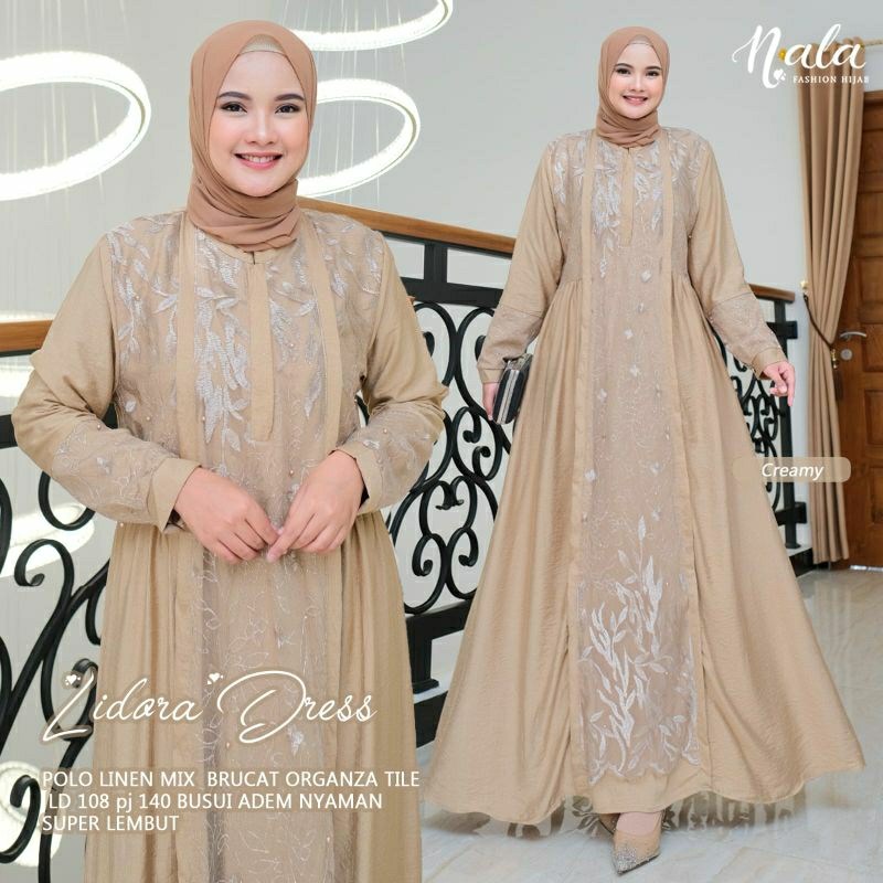 LIDORA DRESS POLO LINEN BROKAT ORGANZA TULLE LD110 JUMBO|BUSUI