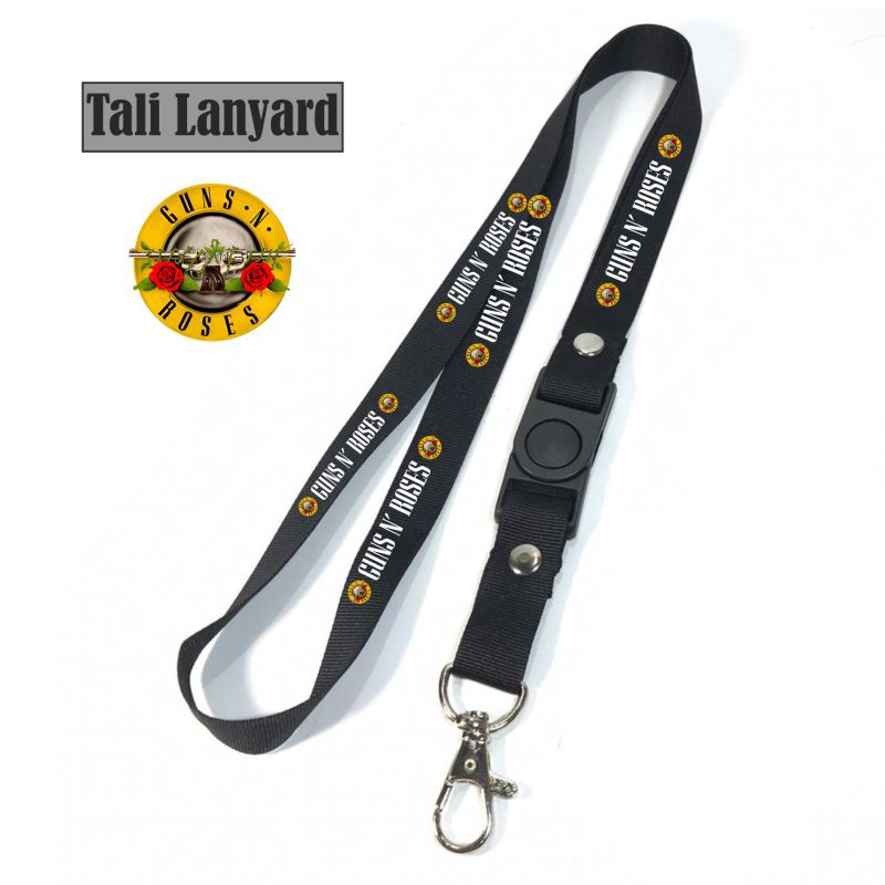 

Lanyard LOGO DAN TULISAN BAND GUNS N'ROSES tali lanyard GNR gantungan kunci name tag id card kartu nama / lanyard podss vapee gantungan / bisa cod lanyard best seller lanyard hitam lanyard murah / oring lengkap