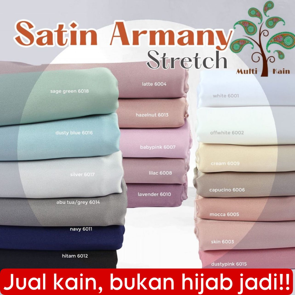 Multi Kain satin armani silk stretch armany silky saten bridesmaid nikah kawinan