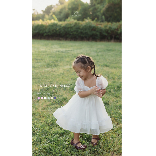 Little Folk Primrose Dress - Dress Pesta Anak Perempuan Terusan Dress Satin Linen Dress Baptis Flower Girl Party Chiffon Tutu Organza