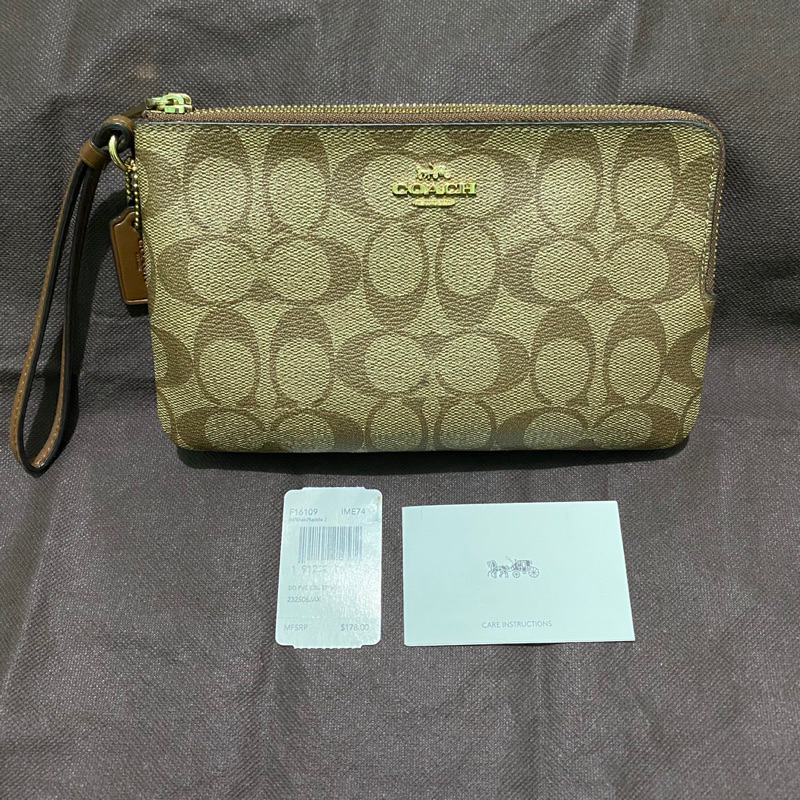 Dompet Coach Signature Large Double Zip Wallet Wristlet PL