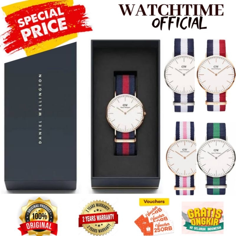 PROMO  JAM TANGAN UNISEX DW KANVAS ORIGINAL ARLOJI PRIA WANITA COWOK CEWEK DANIEL WELINGTON TALI STR