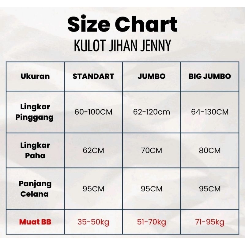 Kulot Jihan Jenny Wanita Muat BB 40 sampai 95kg Bisa Bayar Dirumah COD