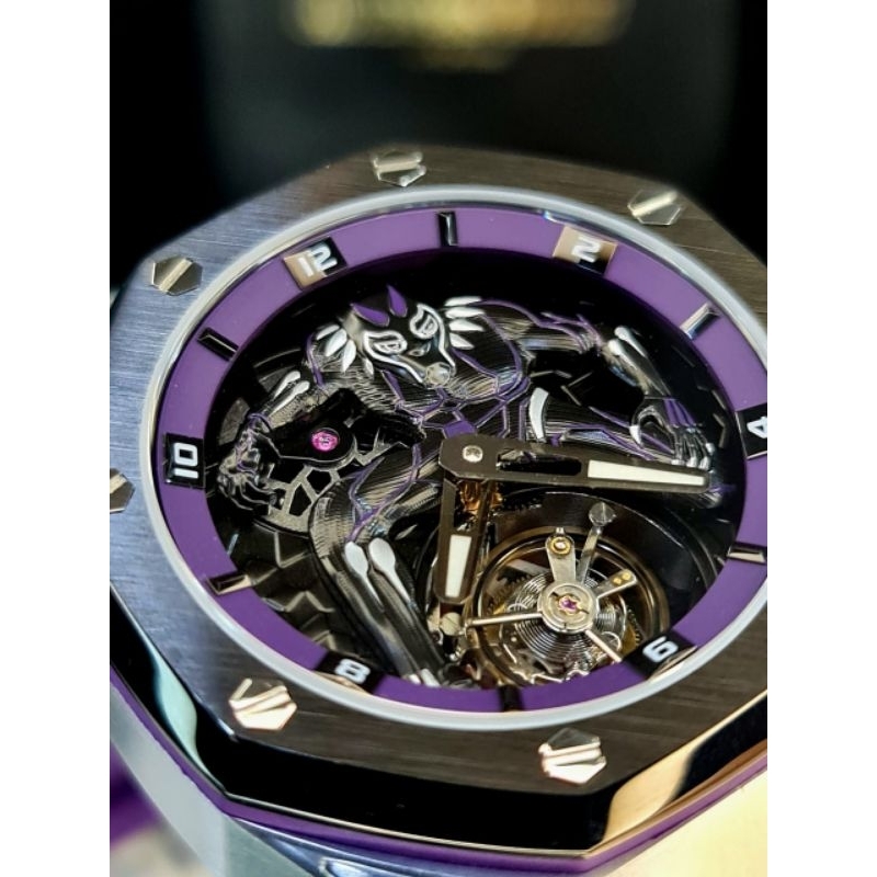 Jam tangan Swiss AP Black Panther Flying Tourbillon Automatic fullset