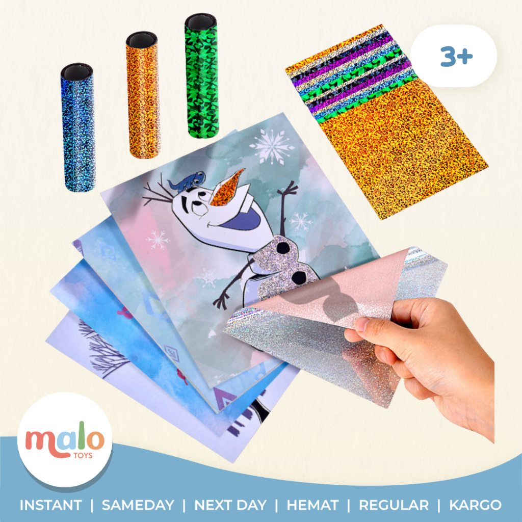 MALOTOYS - Foil Art Frozen & Princess Craft Paper DIY Magic Sticker Art Aktivitas Stiker Kertas Foil