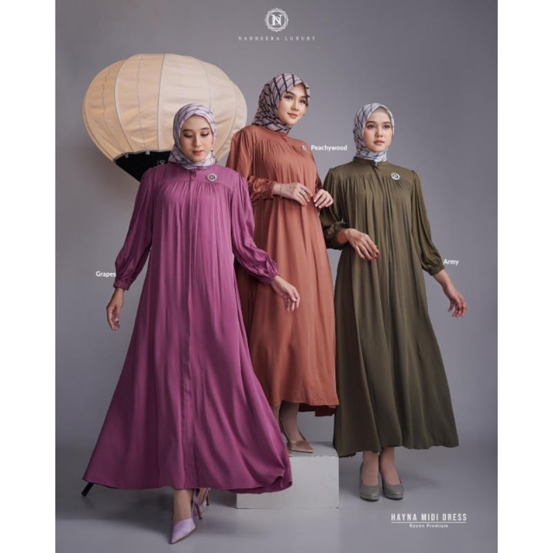 Hayna Midi Dress Nadheera Gamis Nadheera