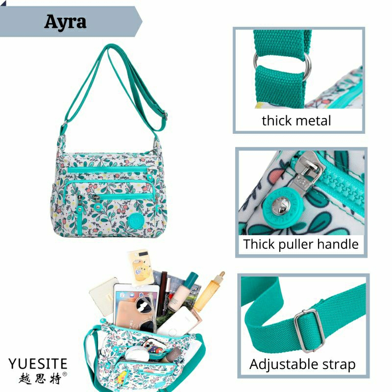 YUESITE AYRA MOTIF TAS SELEMPANG WANITA MEDIUM SLINGBAG ANTI AIR