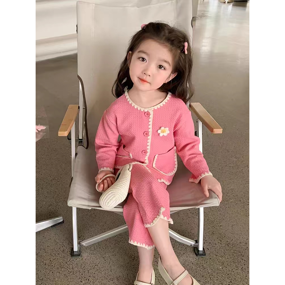 Setelan Bunga Anak Perempuan 1-4 Tahun / Setelan Baju Panjang Anak Perempuan Import / Set Rajut Anak Cewe Korea Style