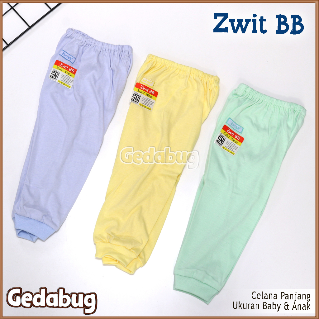 3 Pcs - Celana Panjang Anak Zwit BB Polos | Celana anak Katun lembut | Gedabug