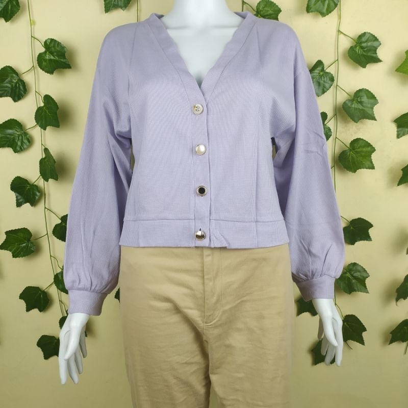 Preloved P❤️ Mantan Bukan Baru PU8 Chip Clip cardigan kardigan outer wanita lilac soft ungu purple r