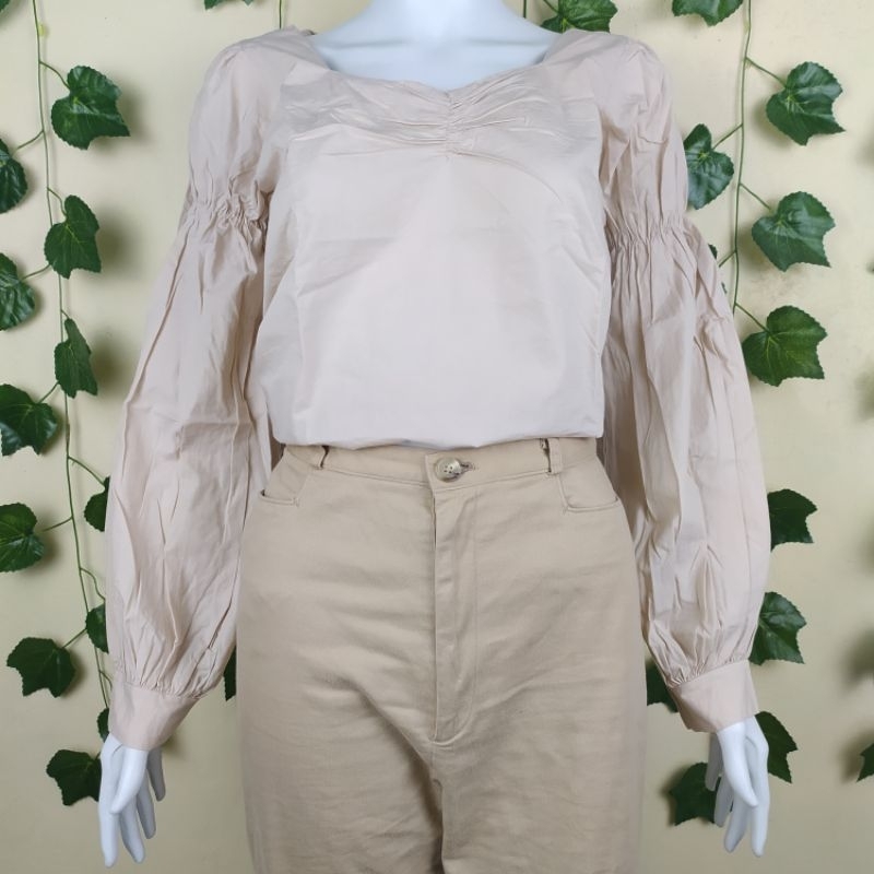 Pr el ov ed P❤️ Mantan Bukan Baru CR53 Threego blouse blus atasan wanita krem crem cream coksu moca 
