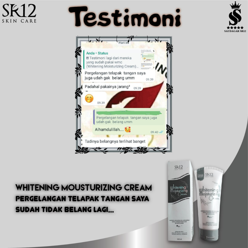 Pemutih Tangan Permanen Whitening Moisturizing Cream SR12 Lotion Pemutih Cream Wajah Cream Tubuh Melembabkan Kulit Dari Sinar UV 100ml