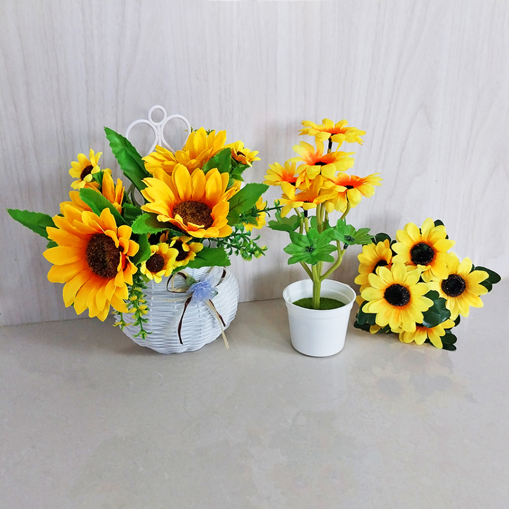 Bunga Matahari Hias Tanaman Bunga Hias Plastik Dekorasi Rumah Dinding Ruangan Bunga Hias Gantung Bunga Matahari Palsu Artificial Flowers PBP34