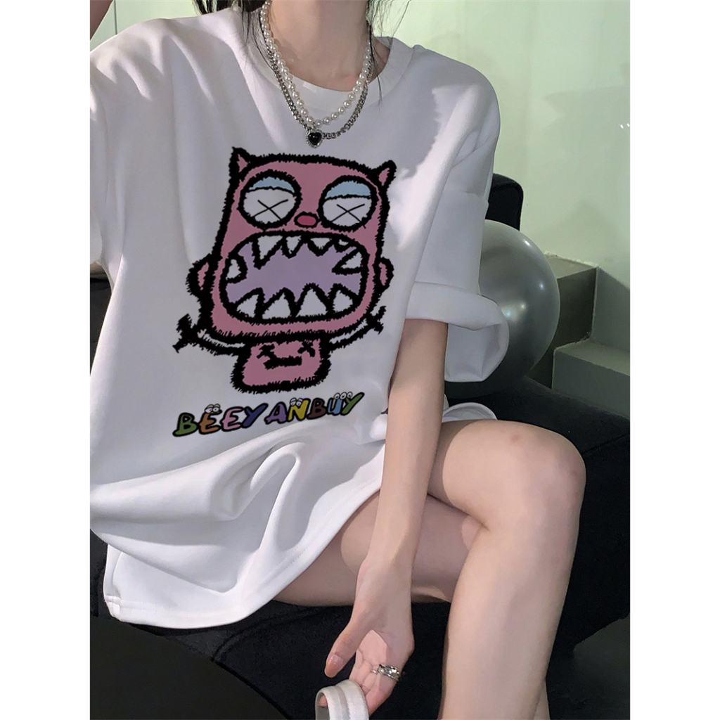 Kaos Puith Atasan Wanita Lengan Pendek Oversize Printed T-shirt Baju Wanita Kekinian Korean Style