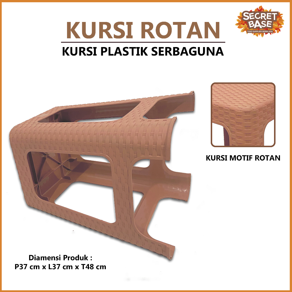 Tukuparty Kursi Rotan - Kursi Plastik Tinggi / Bangku Tinggi Kokoh / Kursi Motif Rotan