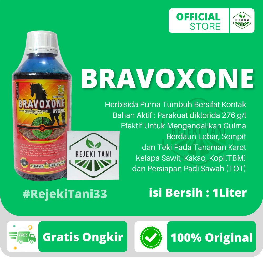 Herbisida BRAVOXONE 276 SL 1 Liter Purna Tumbuh Bersifat Kontak Untuk Mengendalikan Gulma Berdaun Le