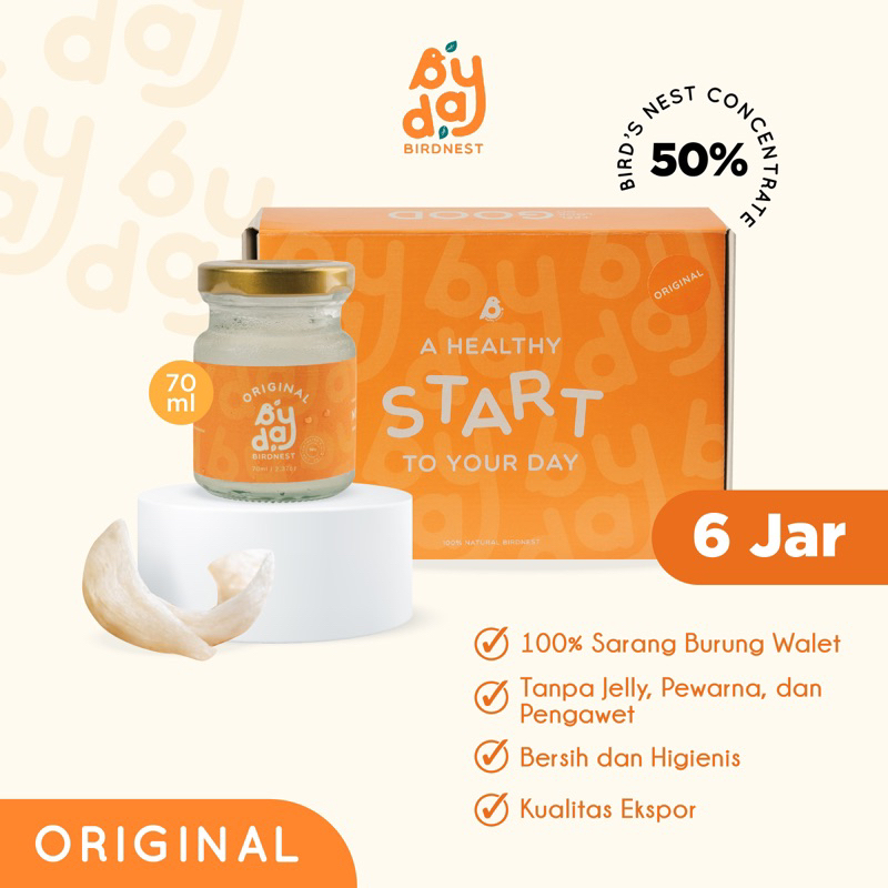 

Byday Bird Nest Drink - Minuman Sarang Burung Walet Original (Gula Batu) | 50% CONCENTRATE BIRDNEST - 6 Jar