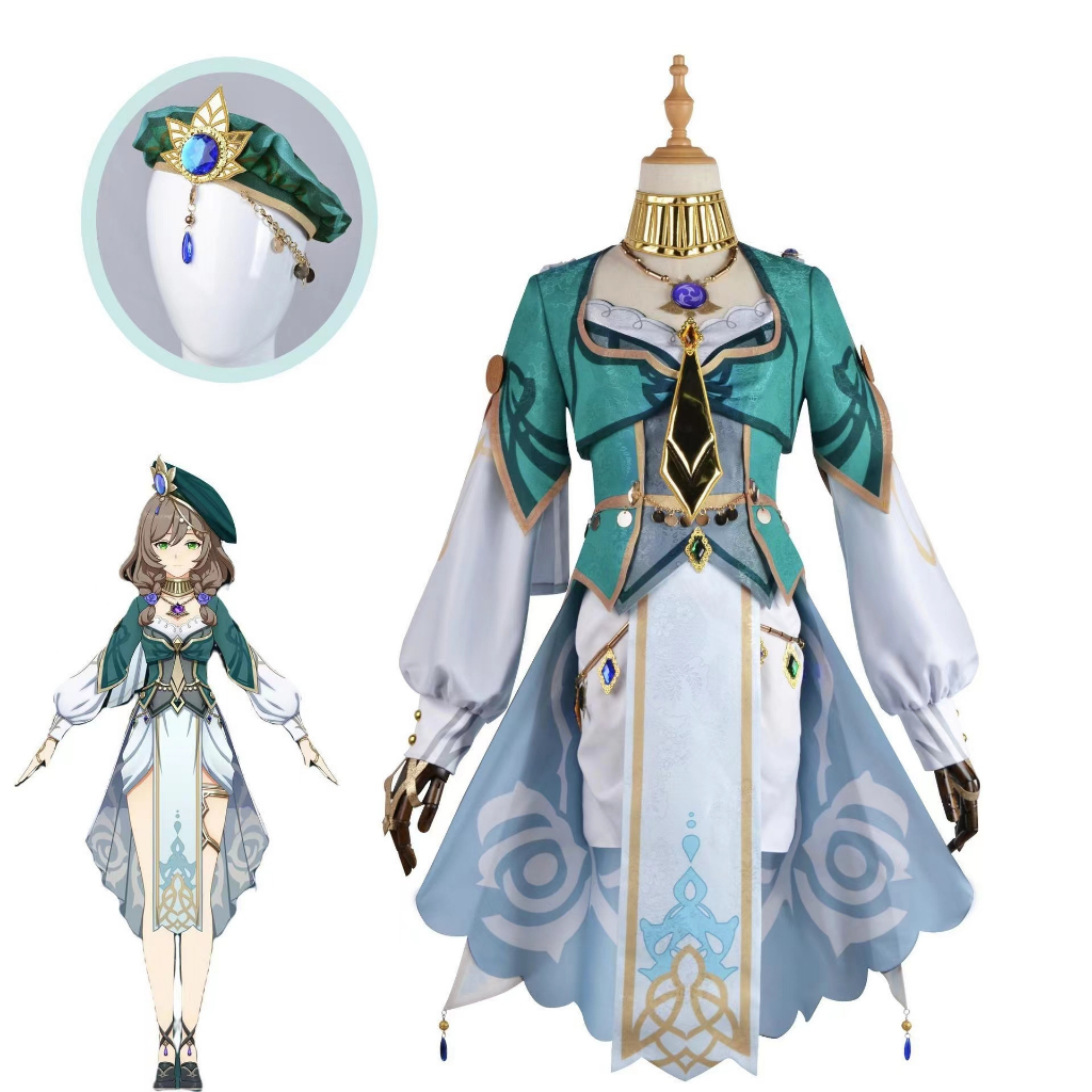 Game Genshin Lisa New Skin Cosplay Costume Wig Hair Sumeru Lisa Cosplay Gorgeous Party Dress Costume