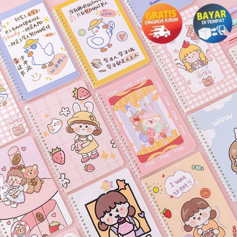 MIKADO - KP116 BUKU TULIS MINI A5 MOTIF KARTUN NOTEBOOKING A5 MINI CARTOON MINI BOOK NOTEPAD KARAKTER BUKU TULIS RING MEMO KECIL MURAH IMPORT