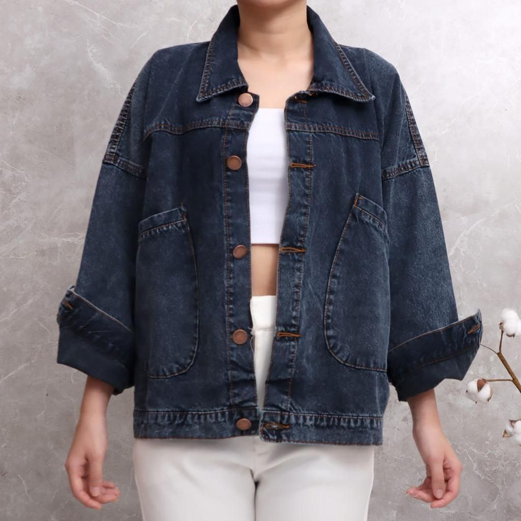 Weki Jacket Jeans Oversized Baggy Pocket