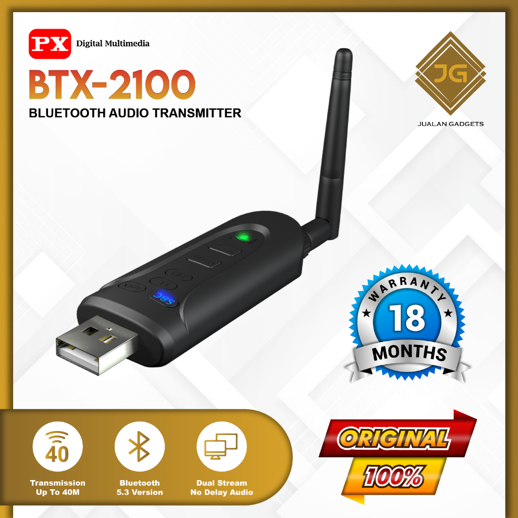 PX BTX-2100 / BTX 2100 Bluetooth Audio Transmitter 5.3 AUX 3.5mm