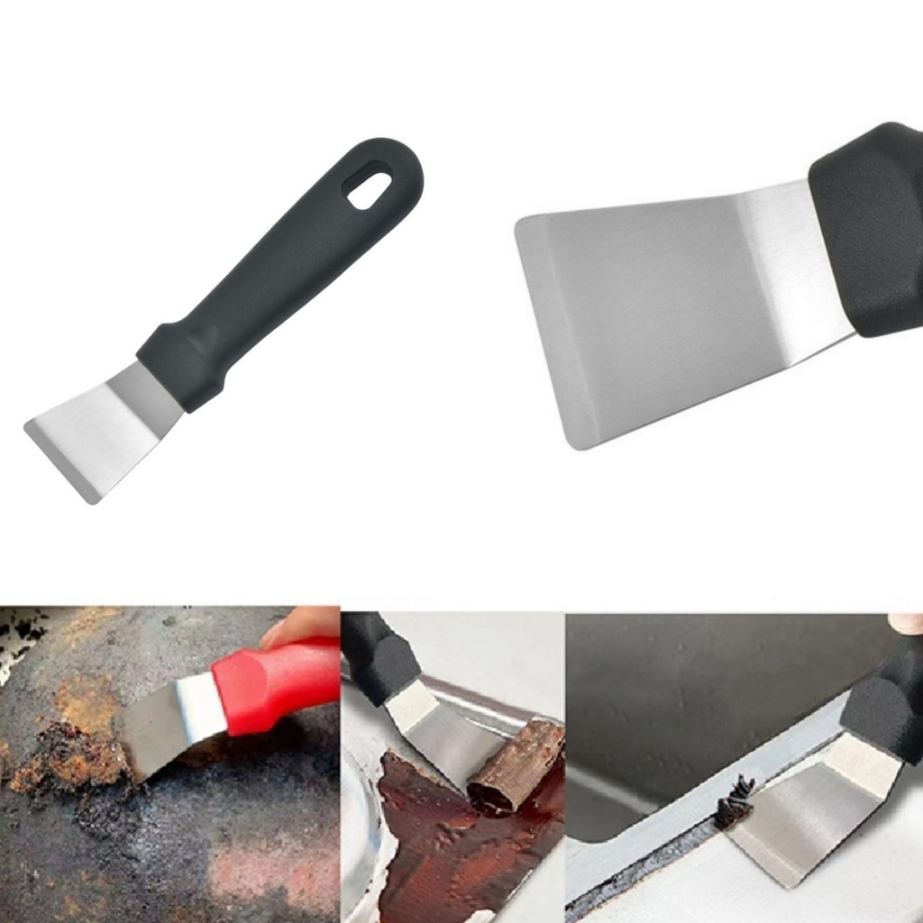 ALAT PEMBERSIH KERAK DAPUR WAJAN PANCI STAINLESS STEEL LA151RD CLEANING SHOVEL SPATULA PENGIKIS NODA MINYAK MULTIFUNGSI PRAKTIS SERBAGUNA