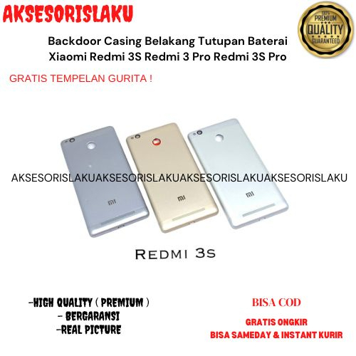 Backdoor Casing Belakang Tutupan Baterai Xiaomi Redmi 3S Redmi 3 Pro Redmi 3S Pro