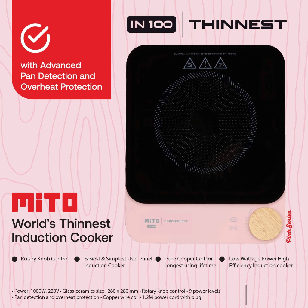 Mito Induction Cooker IN100 Pink Kompor Listrik Induksi IN 100