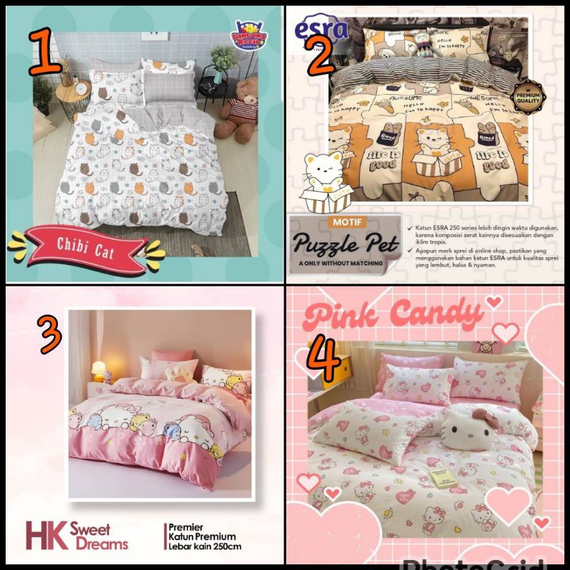 Bedcover Set Sprei Katun Lokal Cat Collection Motif Kucing Cat Lovers Uk Single