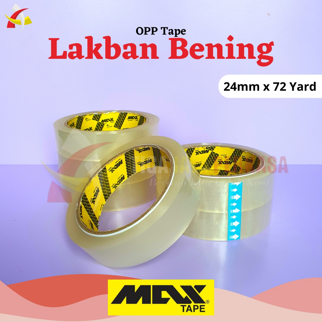 

Isolasi Tape / Lakban Kecil 24 mm x 72 yard Selotip Bening Maxtape