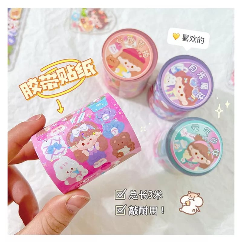 Sticker momo gliter gulung 5cm x 3m / sticker gulung / sticker aesthetic gulung / sticker waterproof / diy jurnal ST35