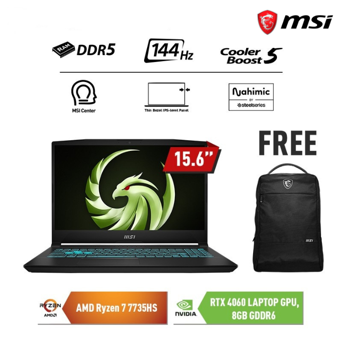 MSI BRAVO 15 C7VF-026ID Ryzen 7 7735HS 16GB SSD 512GB RTX4060 15.6' W11