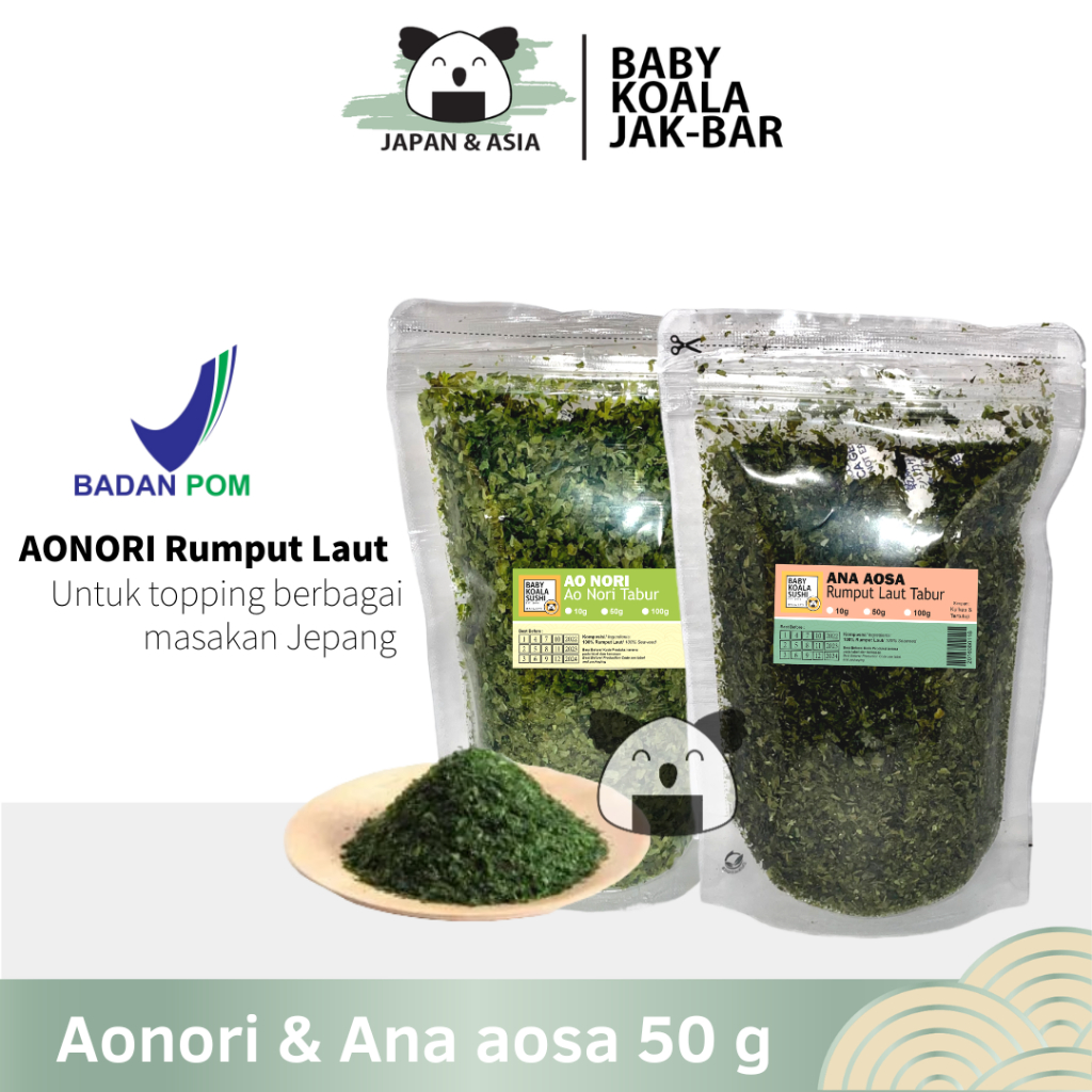 

AONORI Bubuk Nori 50 g │Ao Nori Powder Import Taburan Takoyaki │ Seaweed Powder Mentaiii.