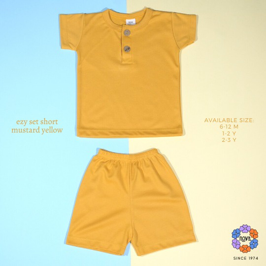 Nova Baby Ezy Shirt Set Setelan Oblong Pendek Polos Bayi 0 - 2 Tahun