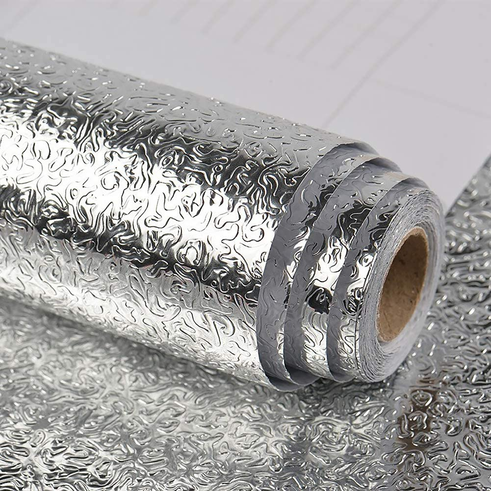 PROMO TERMURAH - Wallpaper Stiker Dapur &amp; Kamar Mandi Anti Air Minyak dan Api Motif Aluminium Foil Glossy Uk 100cmx60cm