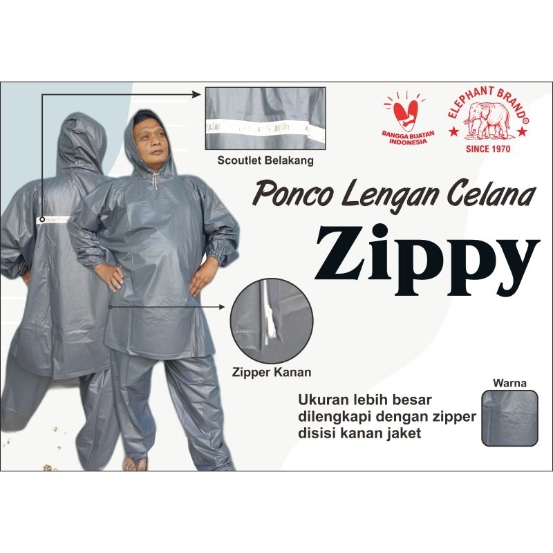 jas hujan dewasa ZIPPY Elephant brand (gajah) termurah terlaris