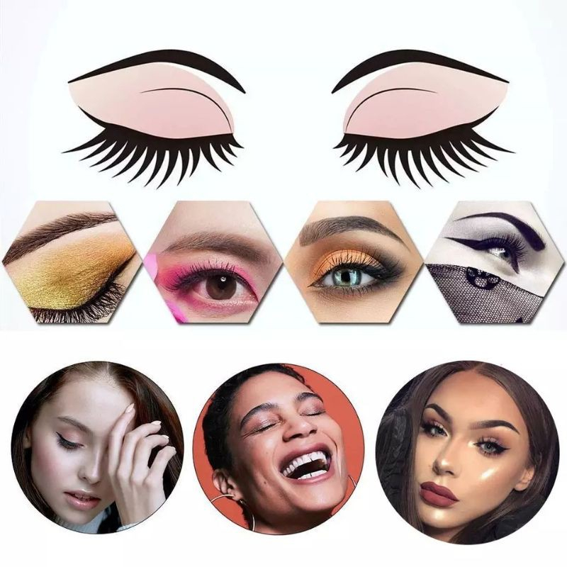 MAANGE 12 Pcs/Set Cetakan Alis Card Eyebrow Makeup Eyebrow Drawing Guide 12 Model + Box + Pisau Alis 1344