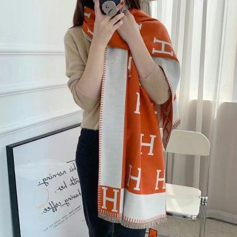 Herme Les Mustang Winter Scarf Cashmere Premium